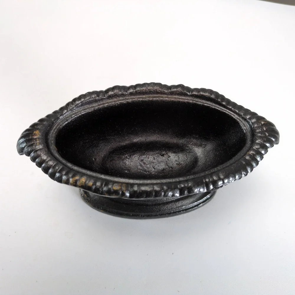 Vintage Minuette Cast Iron Footed Bowl Urn Oil Rubbed Bronze Pedestal Decor